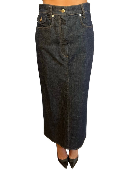 Scanlan Theodore Dark Blue Denim Maxi Skirt. Size: 6