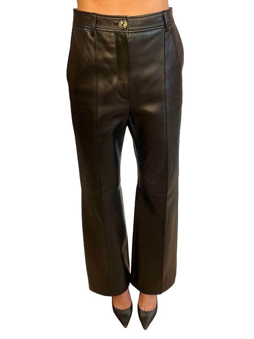 Gucci Black Leather Trousers. Size: 40