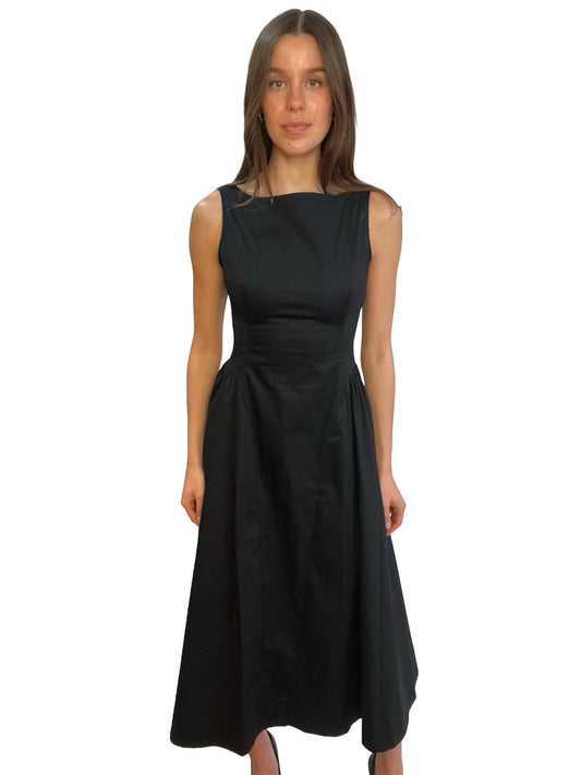 Yojani Boutique Black Boatneck Sleeveless Jacqueline Dress. Size: S