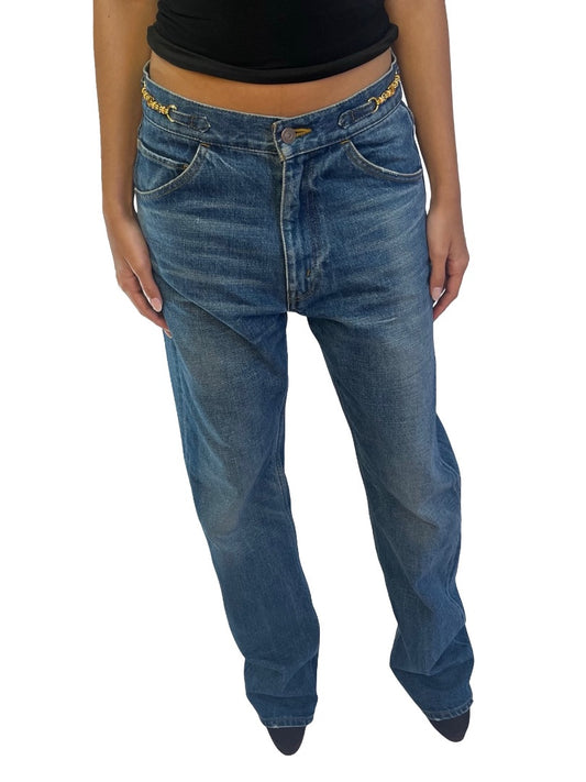 Celine Blue Jeans w/ Gold Hardware. Size: 29