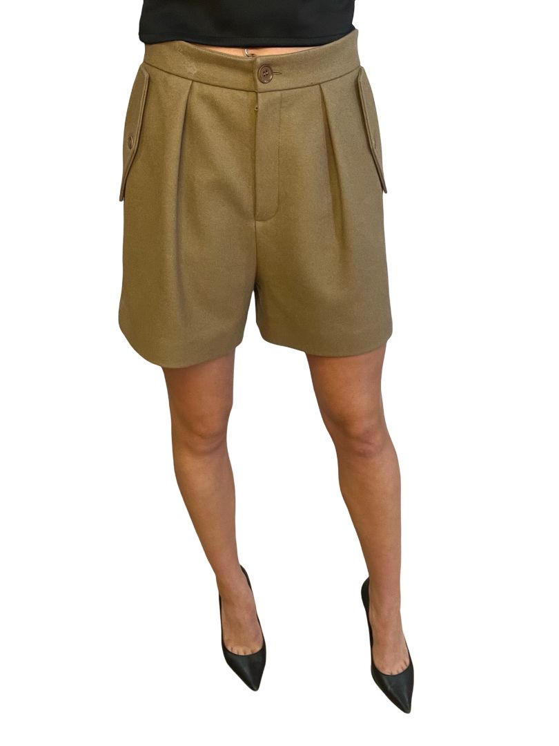 Scanlan Theodore Camel Wool Shorts. Size: 8