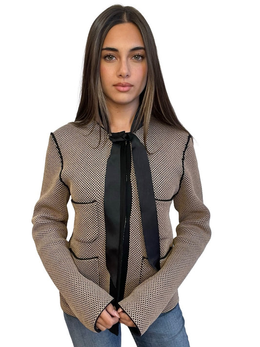 Louis Vuitton Nude Buttoned Bow Cardigan. Size: L