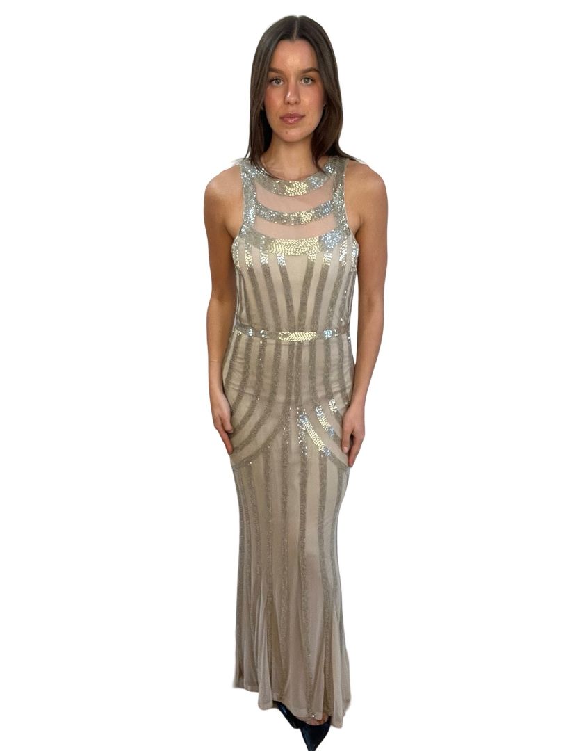 Rachel Gilbert Nude Camille Gown. Size: 3