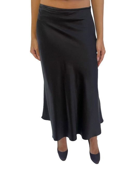 Ginia Black Silk Skirt. Size: S