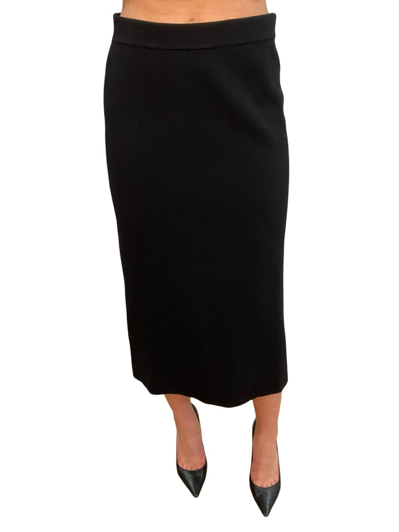 Husk Black Crepe Maxi Skirt w Slit. Size: L