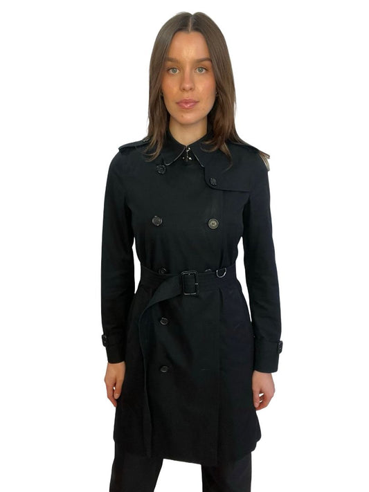 Burberry Black Mid Length Kensington Trench. Size: UK 4