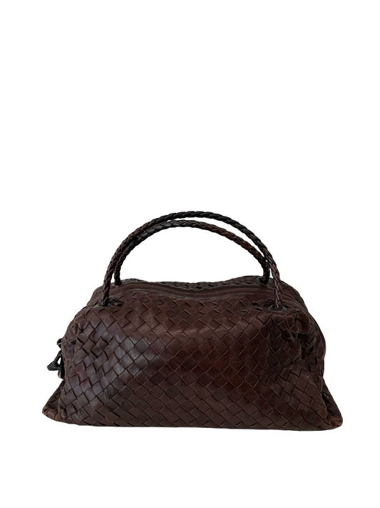 Bottega Veneta Brown Intrecciato Leather Handbag.