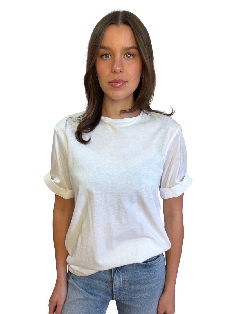 Neil Barret White T-Shirt w Rolled Up Sleeves. Size: S