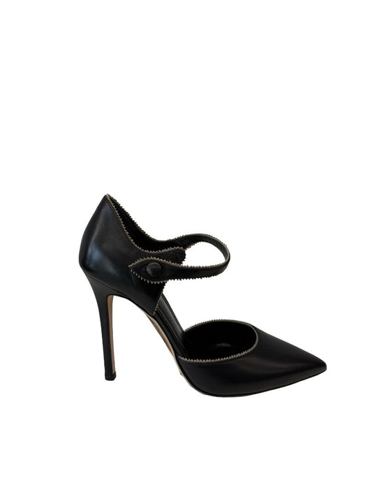 Scanlan Theodore Black Fringe Button Heels. Size: 37