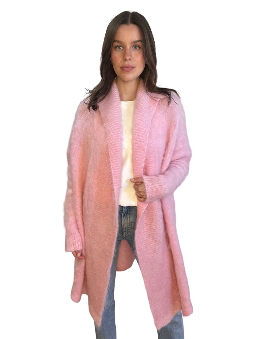 Scanlan Theodore Brushed Pink Mohair Cardigan. Size: 3