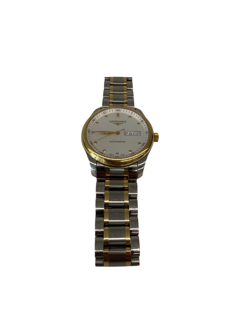 Longines Silver & Gold Automatic 12 Diamond Watch. Size: OS