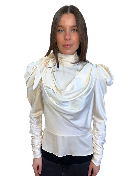 Zimmermann Off-White Ruched Blouse. Size: 2