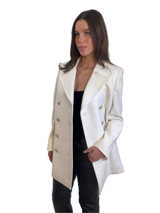 Chanel Cream Wool CC Button Double Breasted Coat. Size: 36
