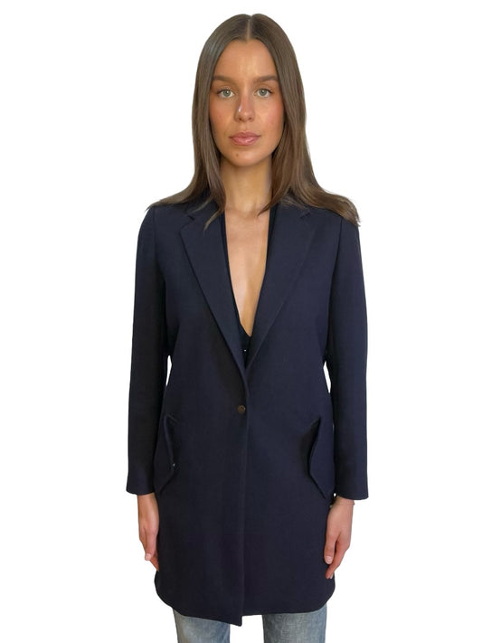 Scotch & Soda Navy Chevron Effect Pea Coat. Size: XS