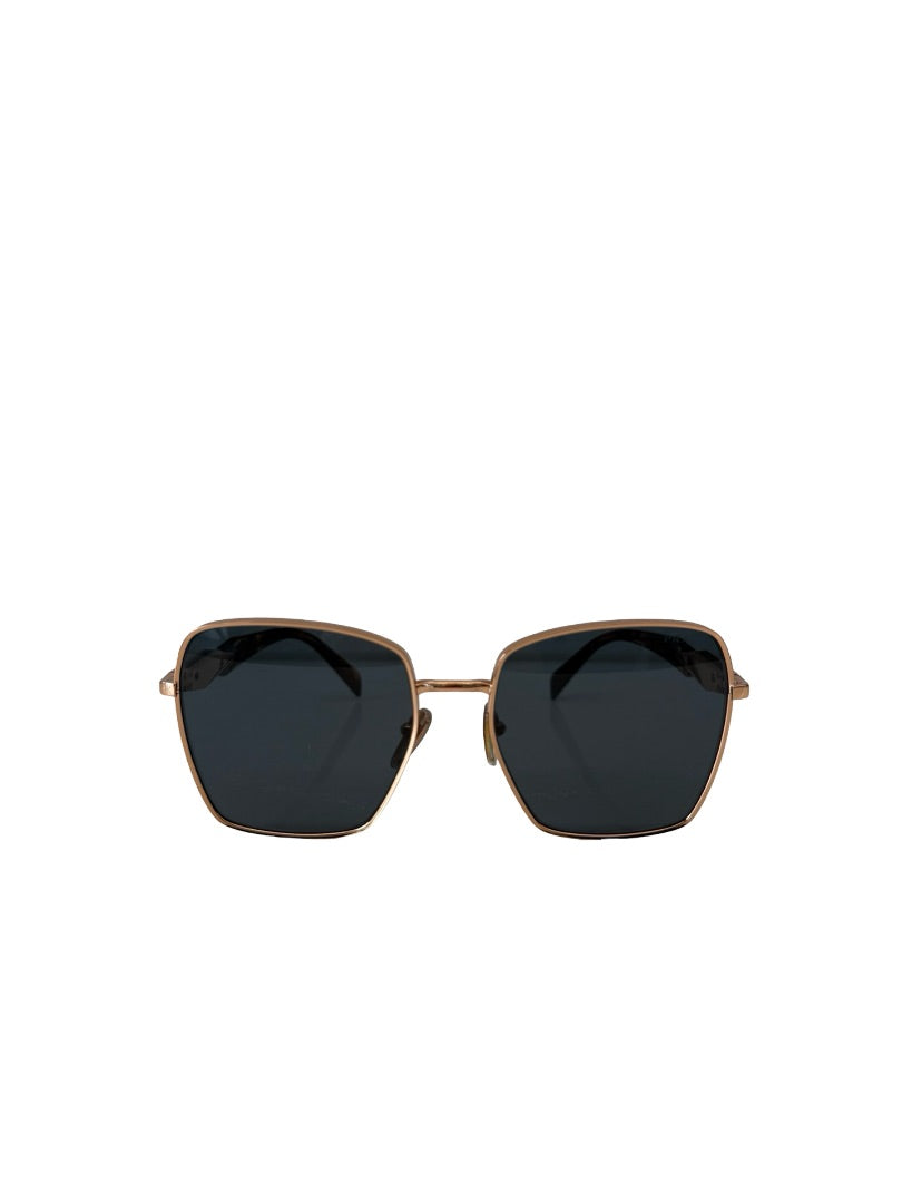 Prada Rose Gold Metal 64ZS Oversized Square Sunglasses.