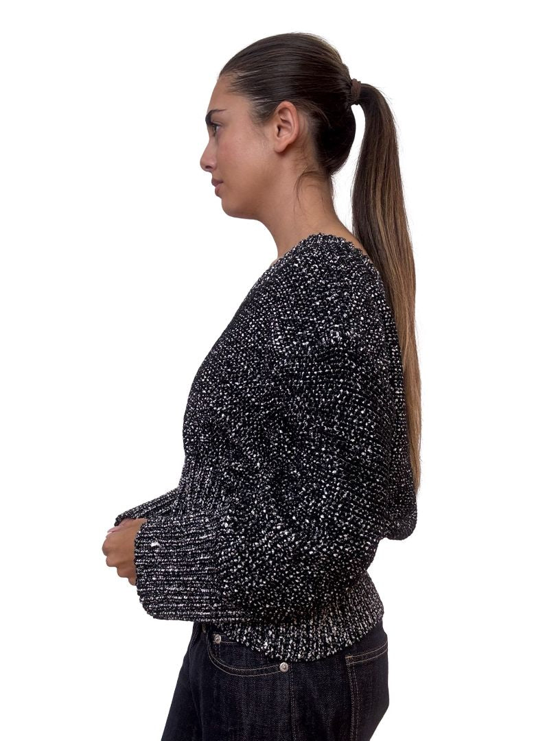 Scanlan Theodore Black/White Cropped V Knit. Size: M