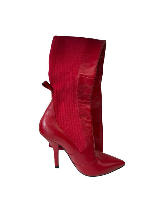 Fendi Red Thigh High Pump Boots. Size: 38