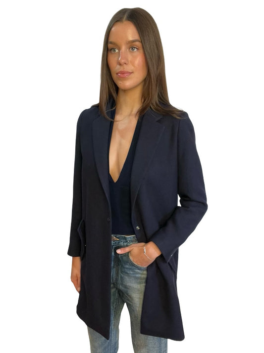 Scotch & Soda Navy Chevron Effect Pea Coat. Size: XS