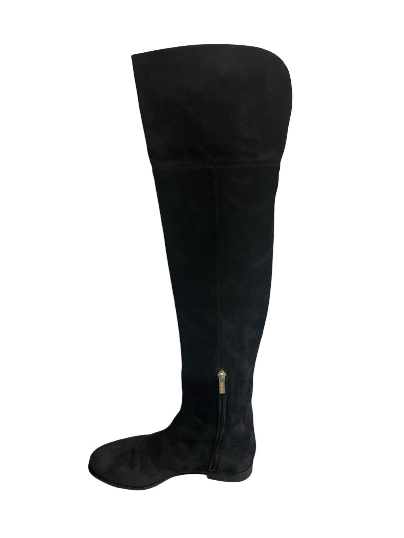 Jimmy Choo Black Over-The-Knee Suede Boots. Size: 38.5
