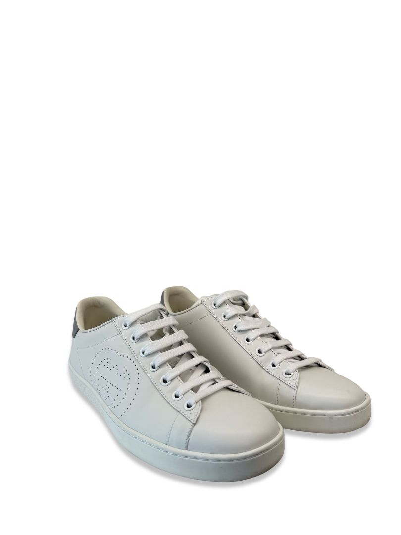 Gucci White Ace Interlocking GG Sneakers. Size: 37.5