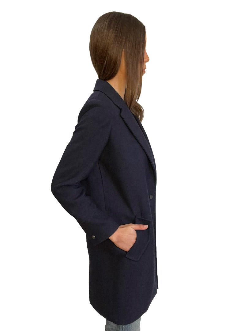 Scotch & Soda Navy Chevron Effect Pea Coat. Size: XS