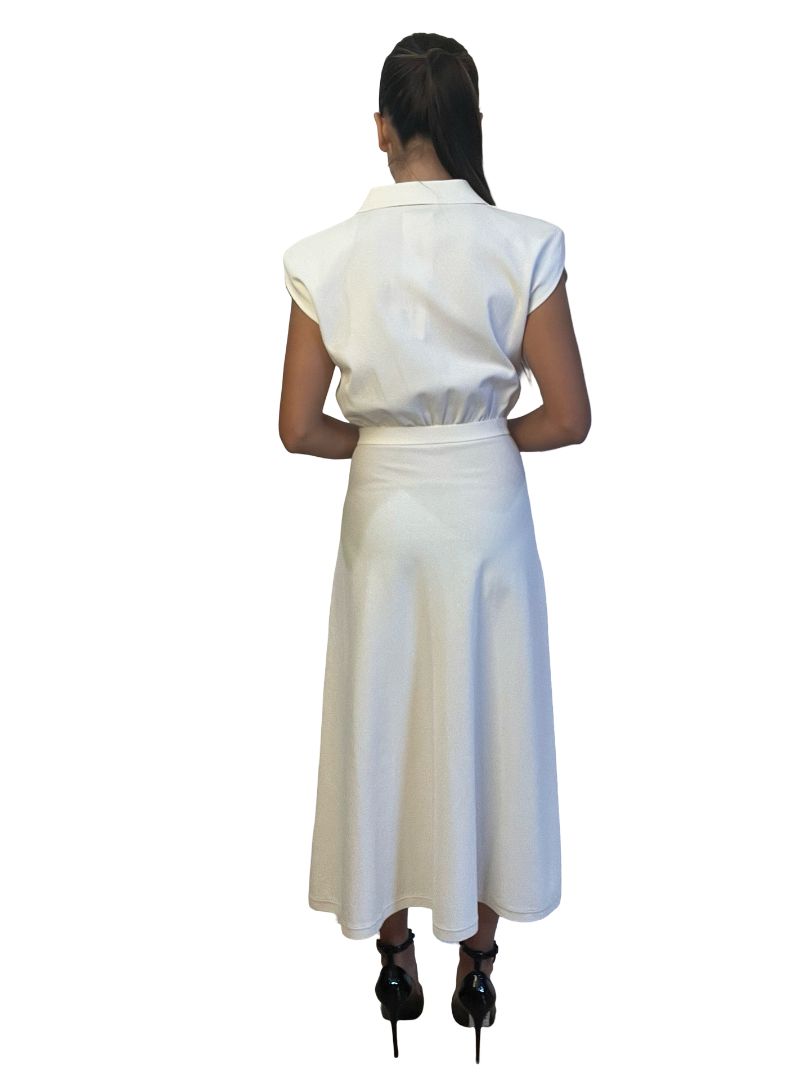 Scanlan Theodore Cream Crepe Knit Shirt Dress. Size: XS