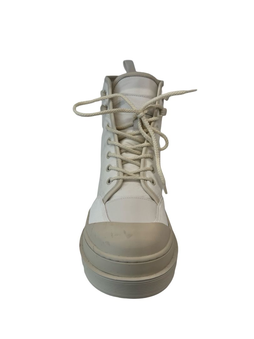 Christian Dior White Cloth Combat Ankle Boots. Size: 39