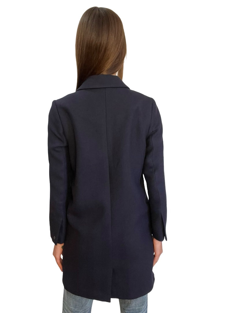Scotch & Soda Navy Chevron Effect Pea Coat. Size: XS