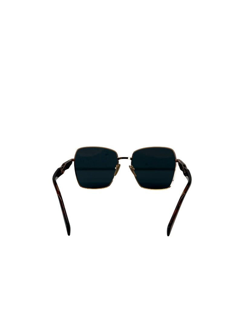Prada Rose Gold Metal 64ZS Oversized Square Sunglasses.
