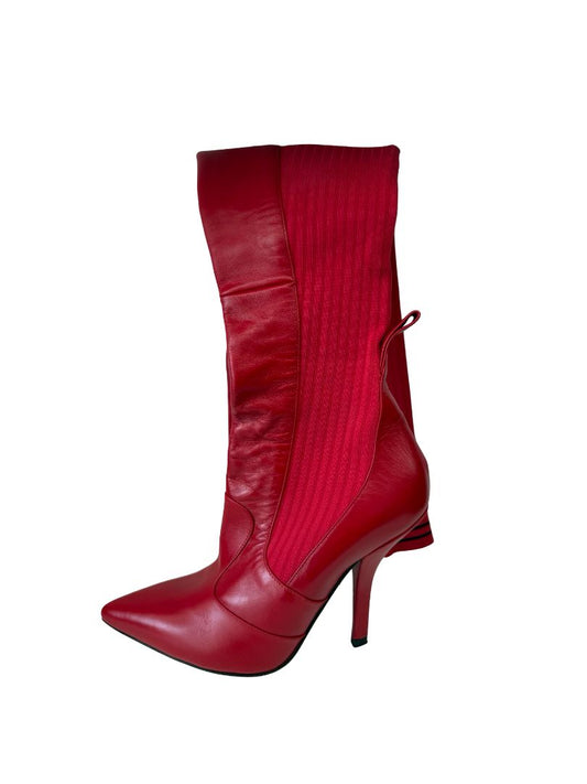 Fendi Red Thigh High Pump Boots. Size: 38