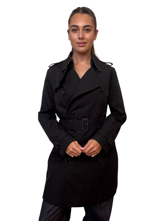 Burberry Black Short Trench Coat Size: 12