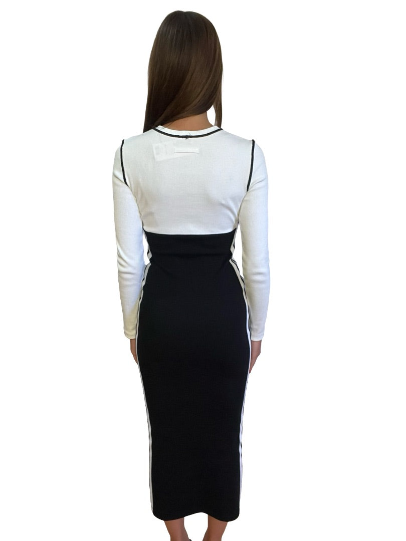 Jean Paul Gaultier Black/White Two Tone Fitted Dress. Size: S