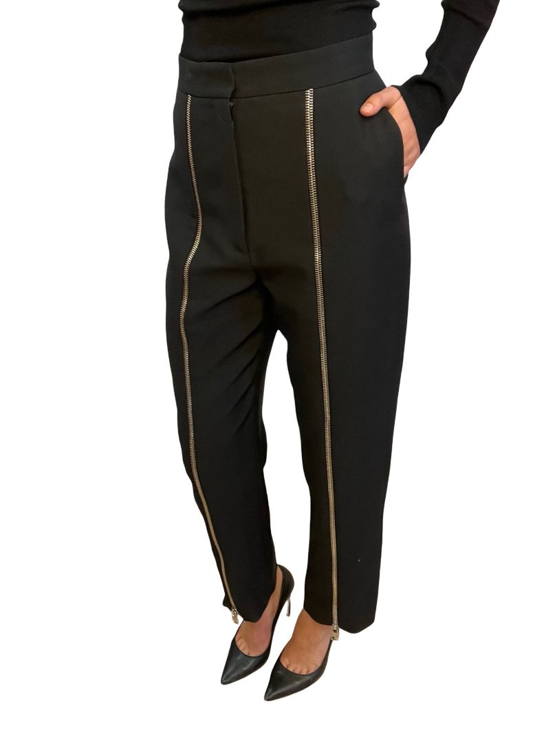 Alexander McQueen Black Zipper Pants. Size: 42
