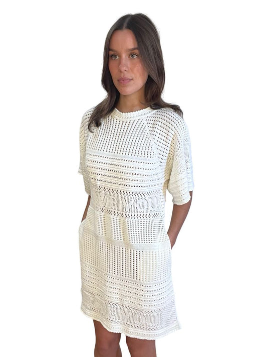Stella McCartney Cream Crochet 'LOVE' Dress. Size: M
