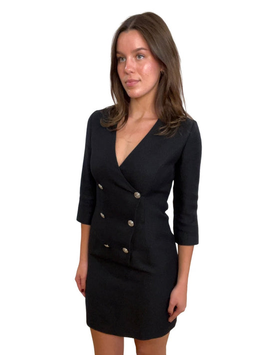 Pierre Balmain Black Double-Breasted Dress. Size: 38