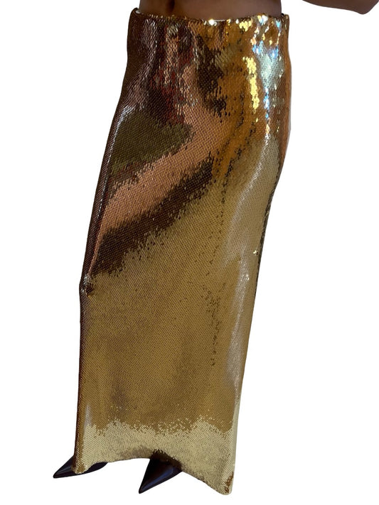 N21 Gold Sequin Maxi Skirt. Size: 40