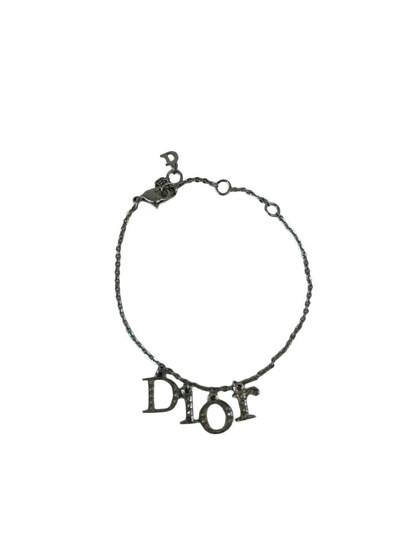 Dior Silver Chain CD Rhinestone Bracelet
