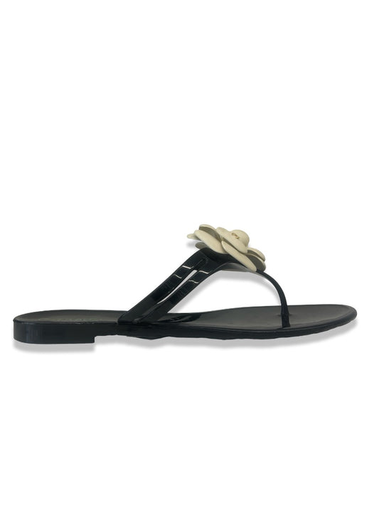 Chanel Black Camellia Sandal. Size: 39