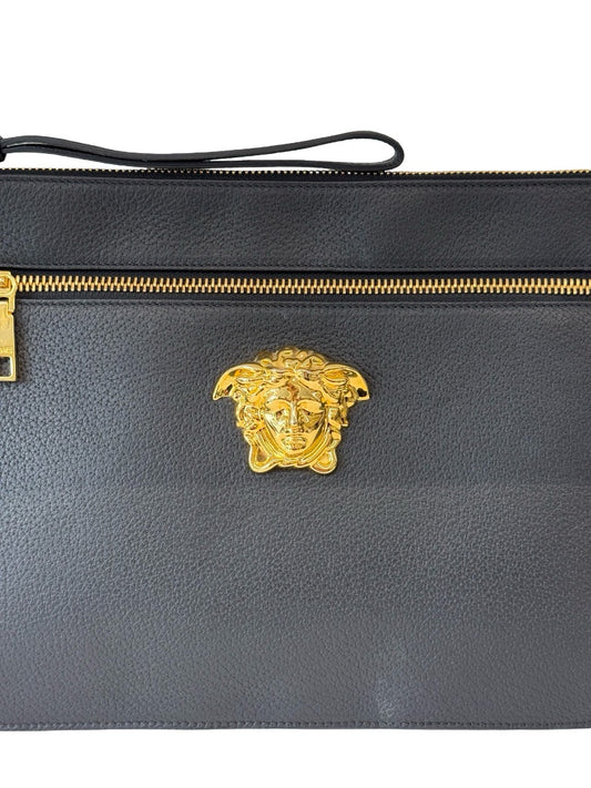 Versace Black/Gold Large Palazzo Medusa Clutch.