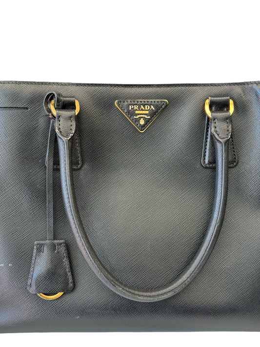 Prada Black 'Galleria' Saffiano Leather Handbag. Size: Large