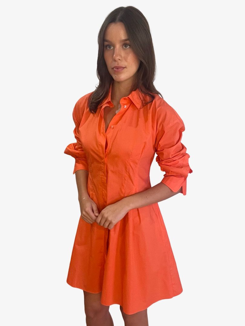 Scanlan Theodore Orange Cut-Out Shirt Dress. Size: 10
