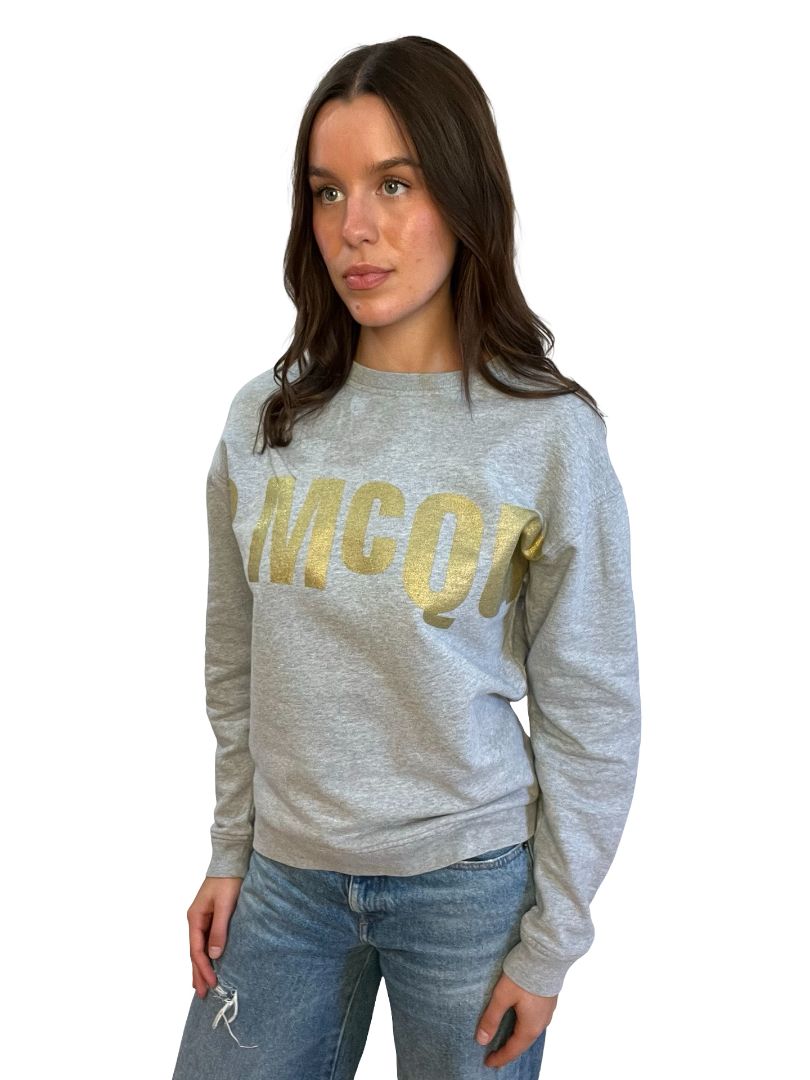 Alexander McQueen Grey Crewneck w/ Metallic Gold Font. Size: S