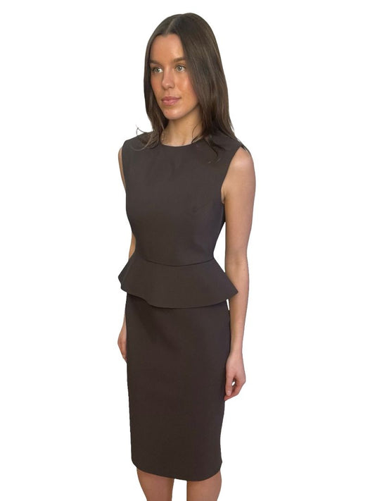 Scanlan Theodore Brown Peplum Midi Dress. Size: 12