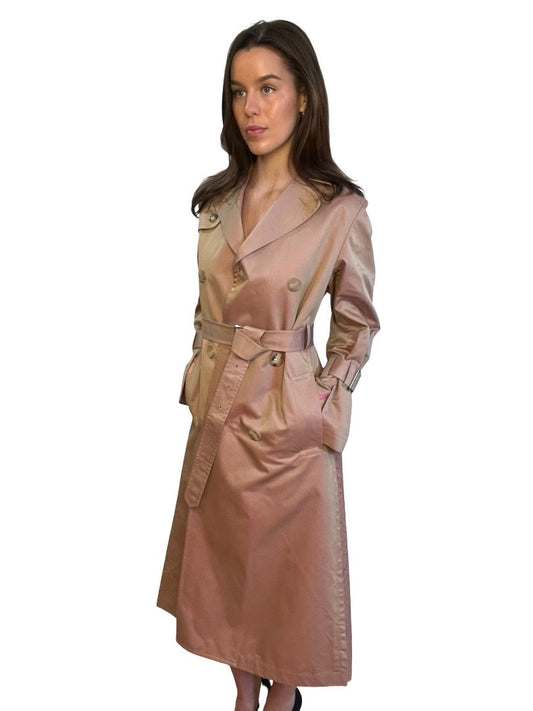 Junya Watanabe X Comme Des Garcon Beige/Pink Pleated Shift Coat. Size: S