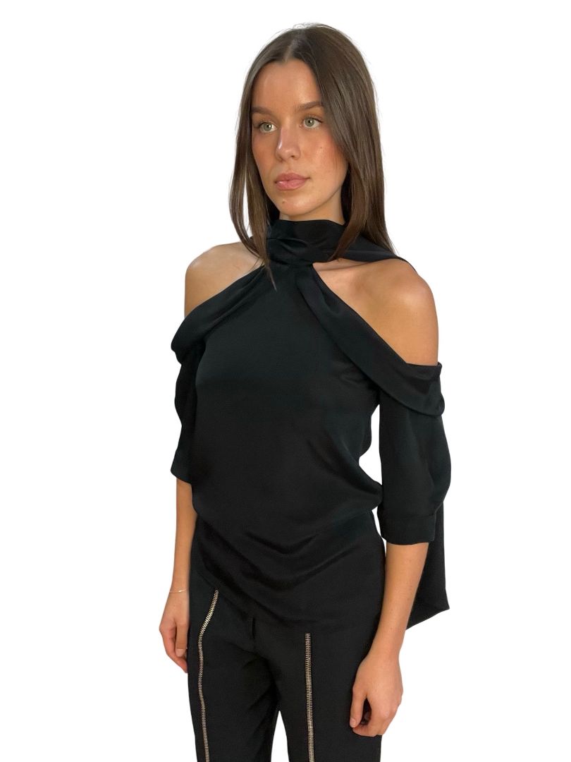 Erdem Black Shoulder Cut Top. Size: 8