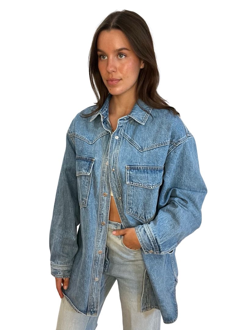 SLVRLAKE Blue 'Western' Oversized Denim Overshirt. Size: S