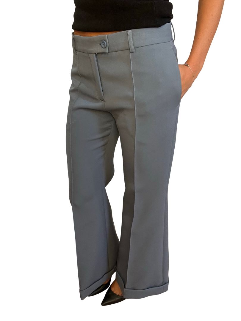 Acne Studios Slate Blue Pleated Trousers W Stitched Cuff. Size: 36