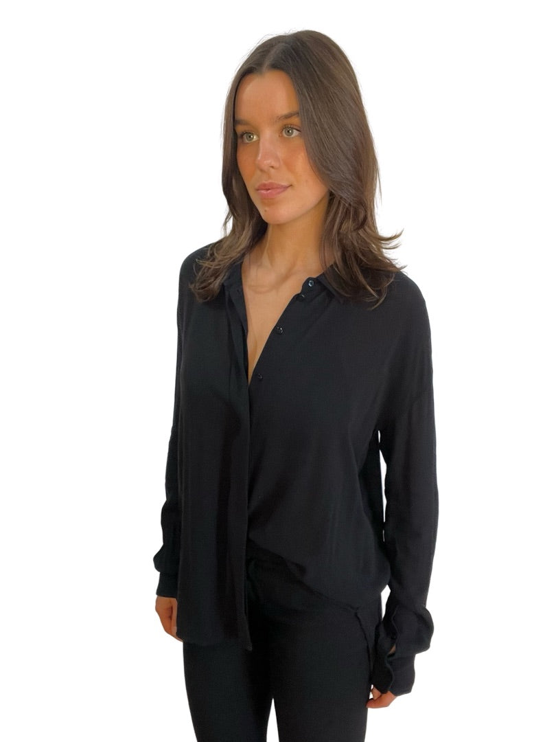 Scanlan Theodore Black Relaxed Sheer Shirt. Size: 8