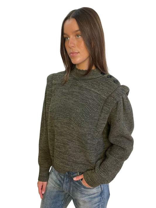 Isabel Etoile Marant Dark Green Shoulder Pad Knit. Size: 38