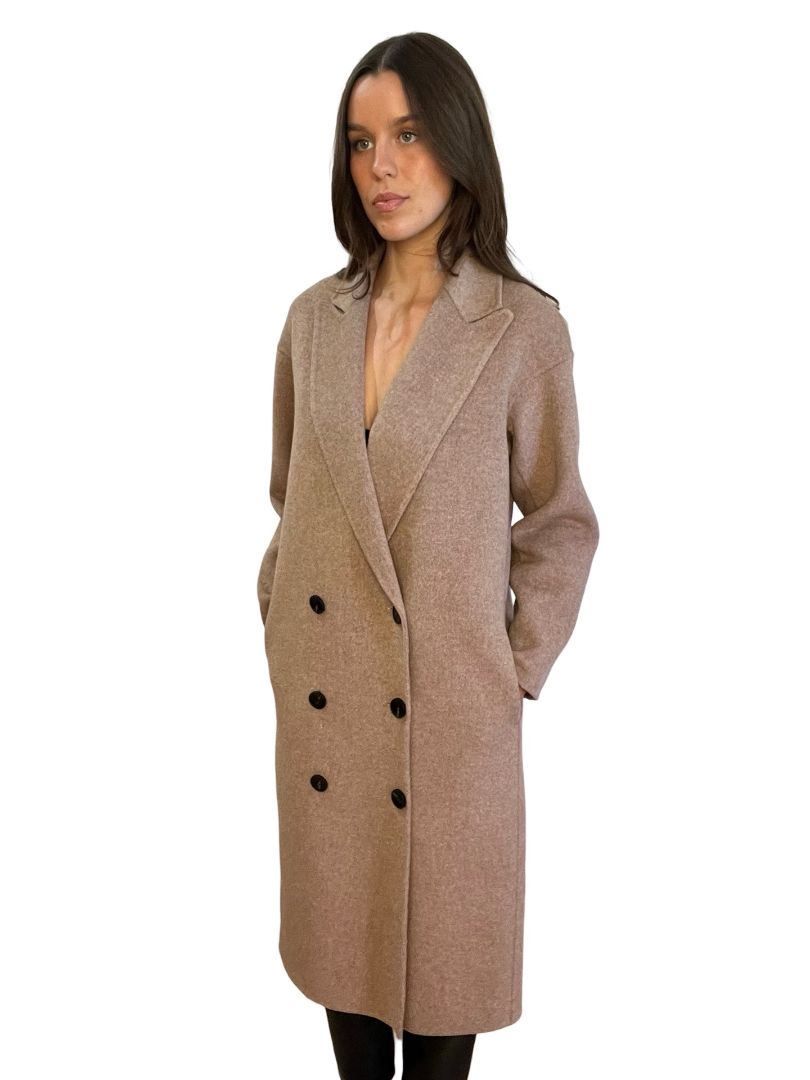 Husk Beige Wool Coat. Size: S